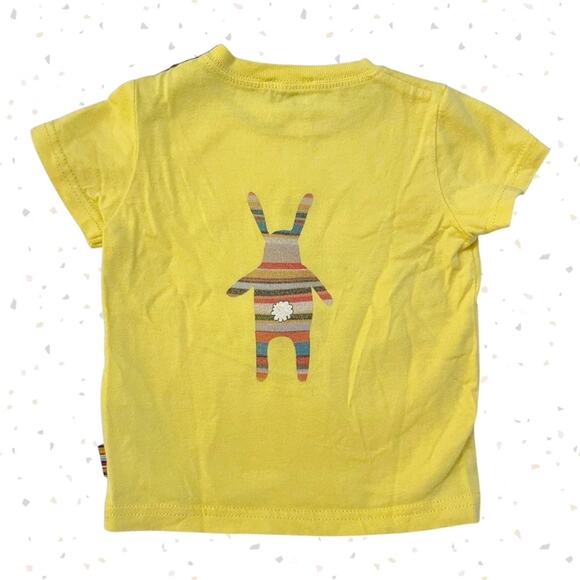 Paul Smith Junior Yellow Baby Bunny Tee Rainbow Stripe Snap Shoulder Size 6 Mos - Picture 2 of 8